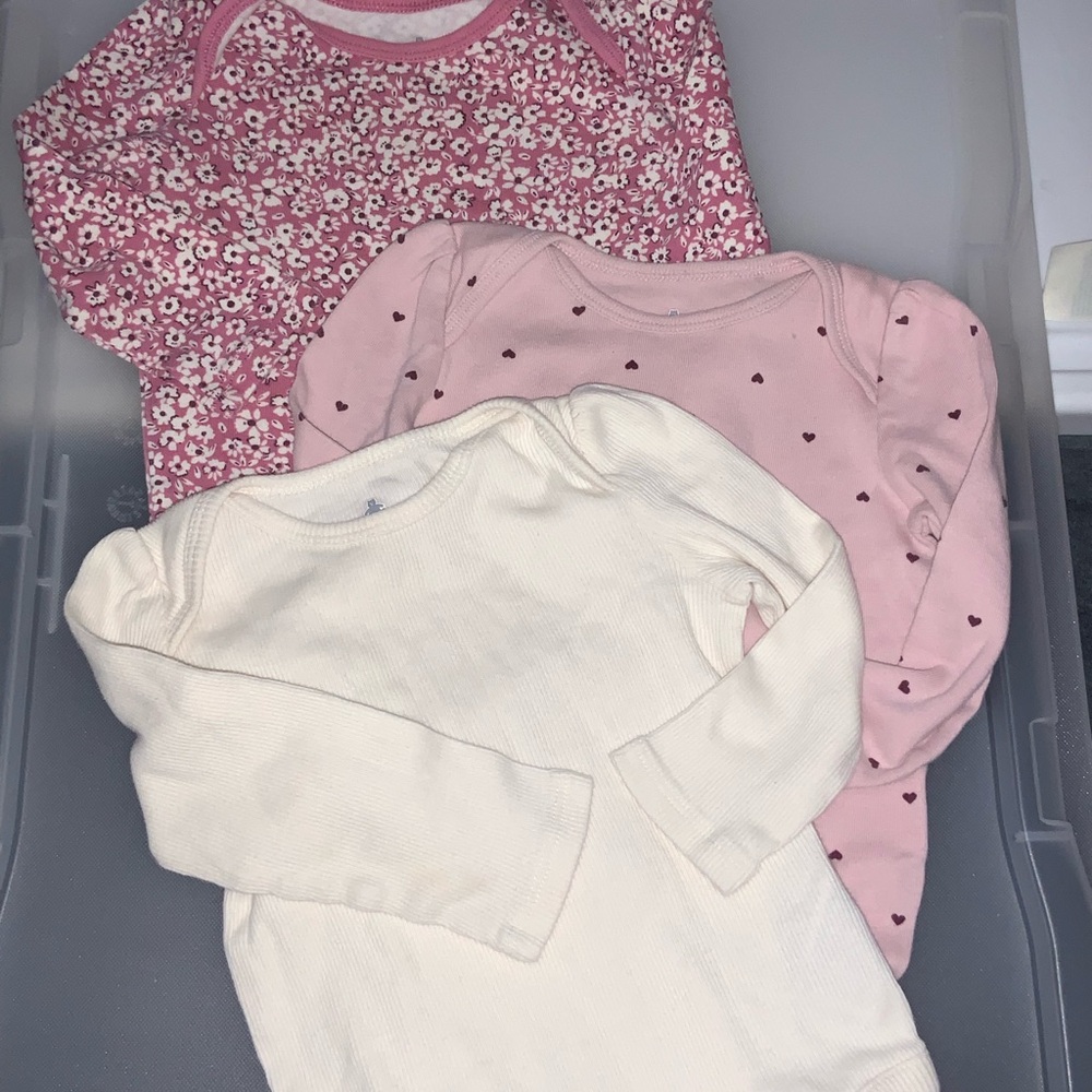 GAP Pink and Cream Kids Long Sleeve Tees